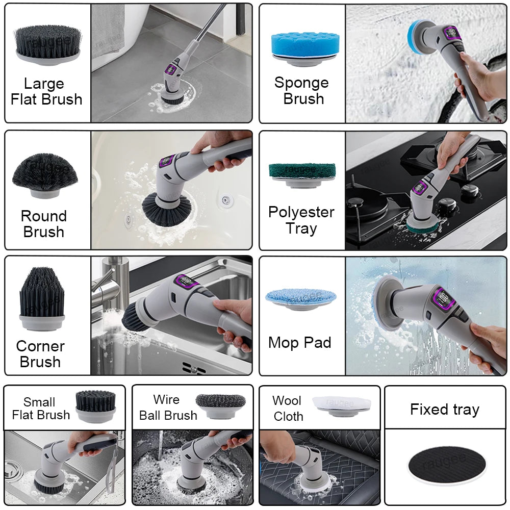 Electric Bathroom Cleaning Brush 10 in 1 Multifunctional Household