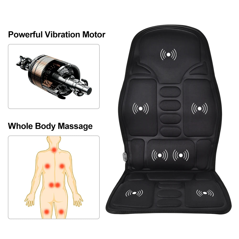 Electric Back Massager Massage Chair Cushion Heating Vibrating Car