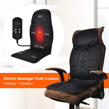 Electric Back Massager Massage Chair Cushion Heating Vibrating Car