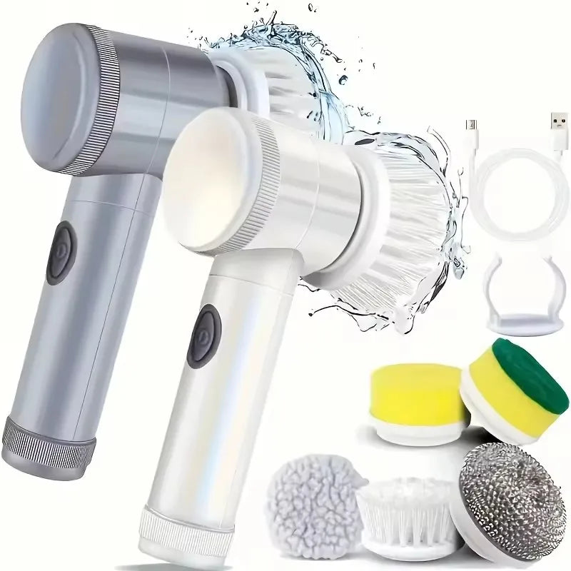 Electric Spin Scrubber Cordless Spin Scrubber with 5 Replaceable Brush