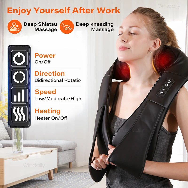 4D Shiatsu Neck and Shoulder Massager With Heat Electric Back