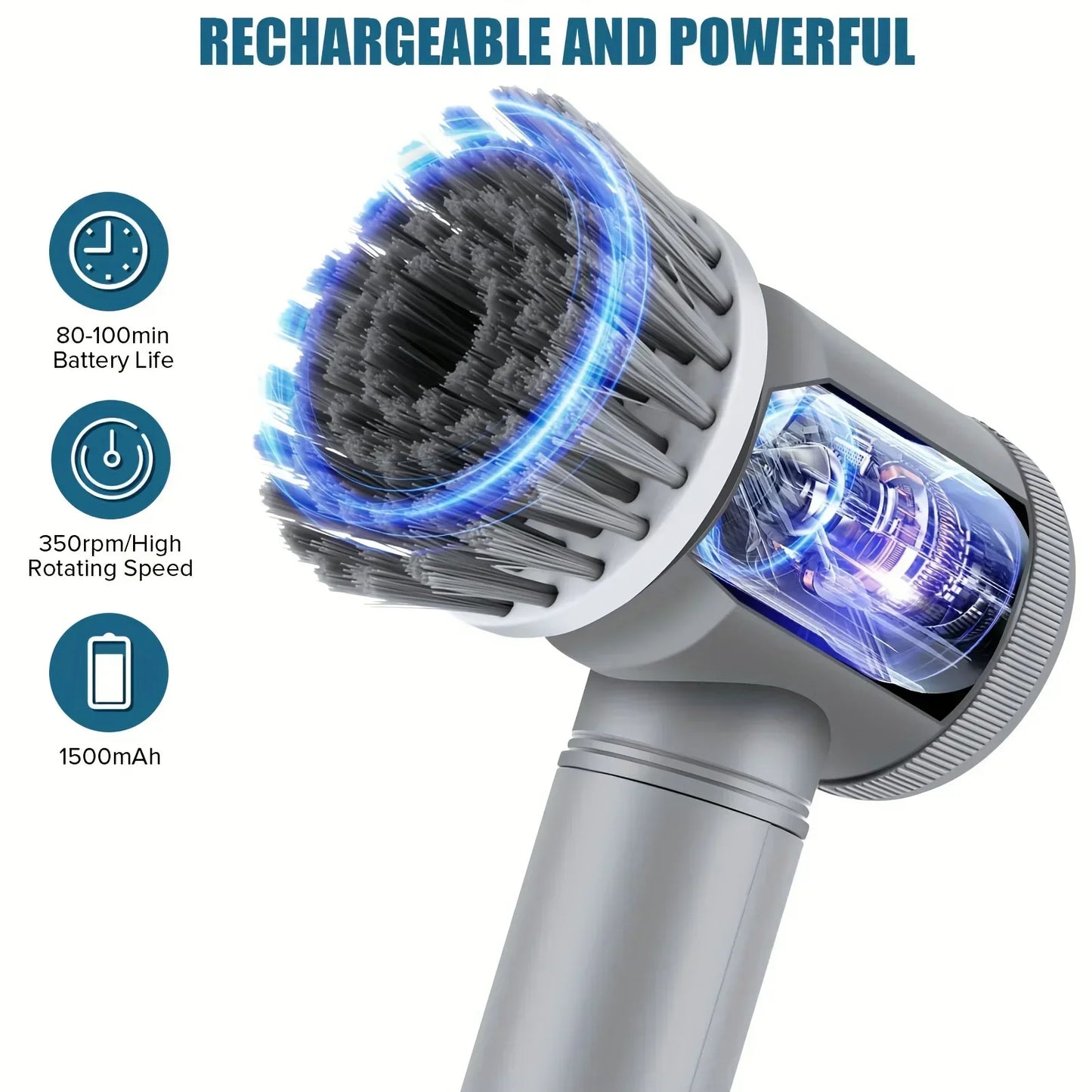 Electric Spin Scrubber Cordless Spin Scrubber with 5 Replaceable Brush