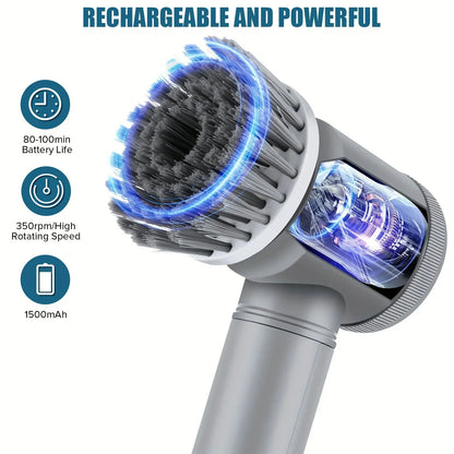 Electric Spin Scrubber Cordless Spin Scrubber with 5 Replaceable Brush