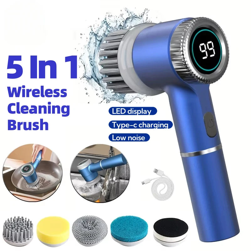 5 in 1 Electric Cleaning Brush Multifunctional Kitchen Bathroom Toilet