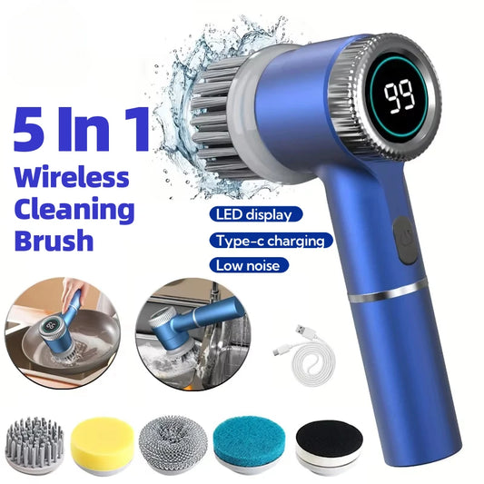 5 in 1 Electric Cleaning Brush Multifunctional Kitchen Bathroom Toilet