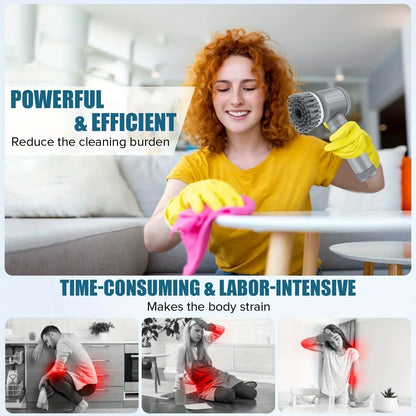 Electric Spin Scrubber Cordless Spin Scrubber with 5 Replaceable Brush