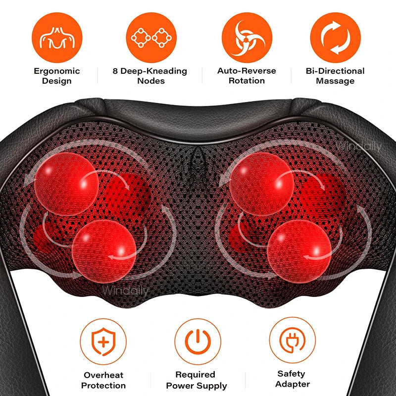 4D Shiatsu Neck and Shoulder Massager With Heat Electric Back