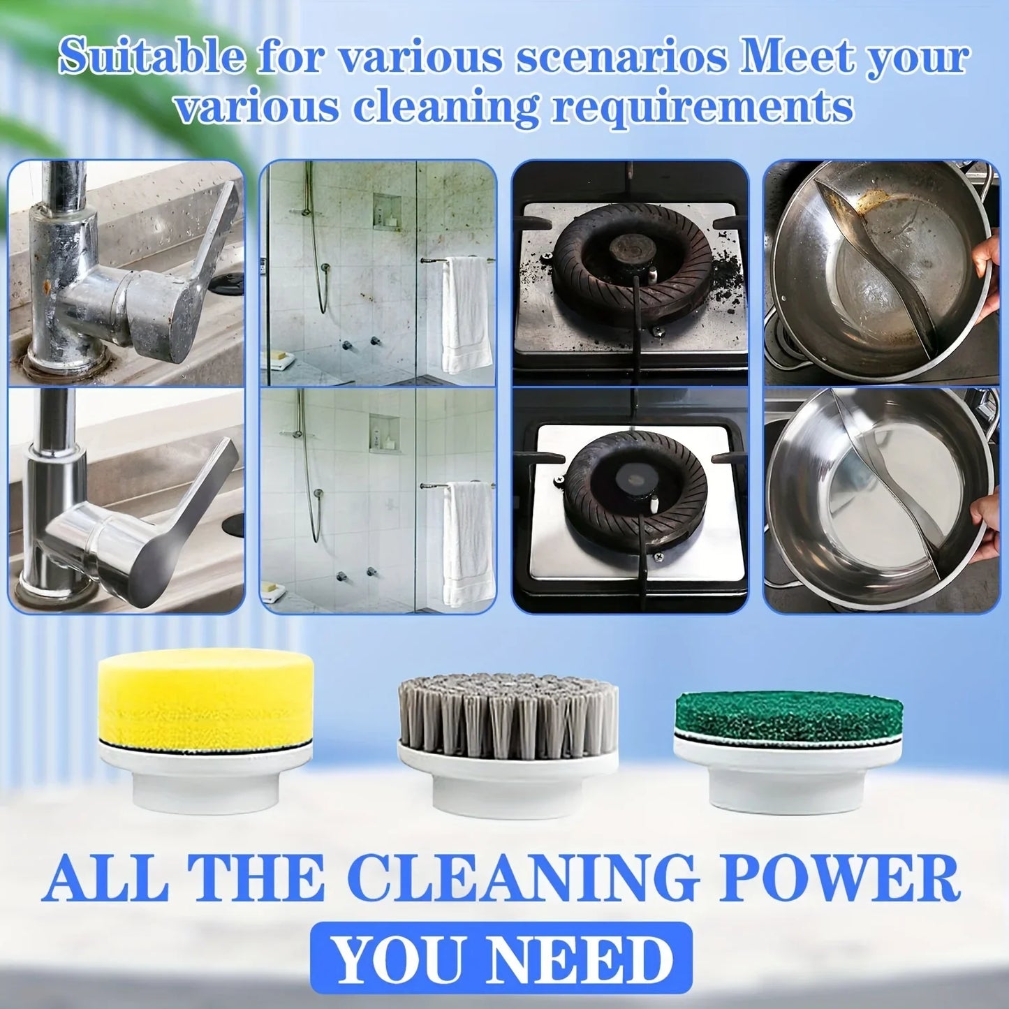 5 in 1 Electric Cleaning Brush Multifunctional Kitchen Bathroom Toilet